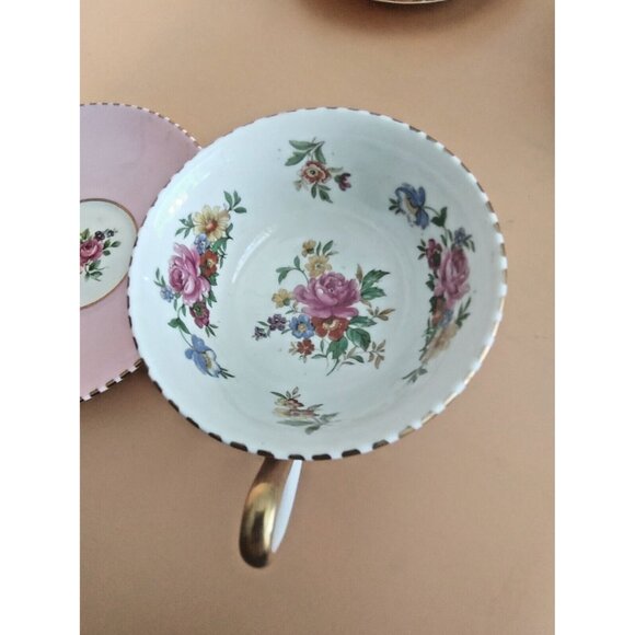 Vintage Pink Royal Chelsea Widemouth Tea Cup and saucer Pat.# 1699 1960's - Picture 6 of 11